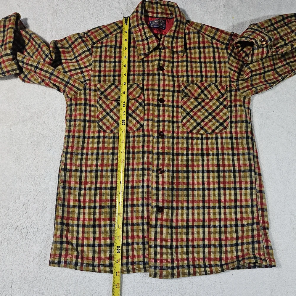 Pendleton Woolen Mills M Wool Yellow Plaid Shirt - Picture 10 of 10